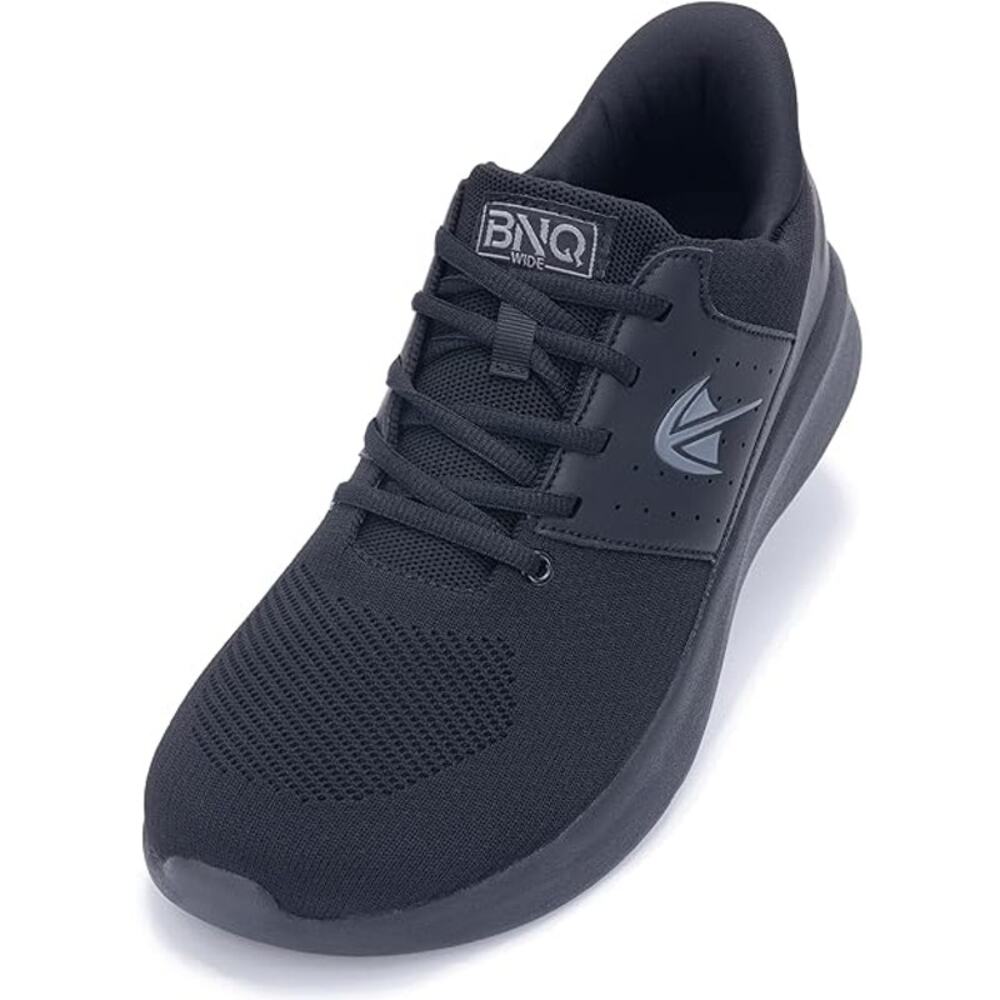 Broyon Mens Size 11 Black Breathable Mesh Lace Up Wide Toe Box Athletic Shoes